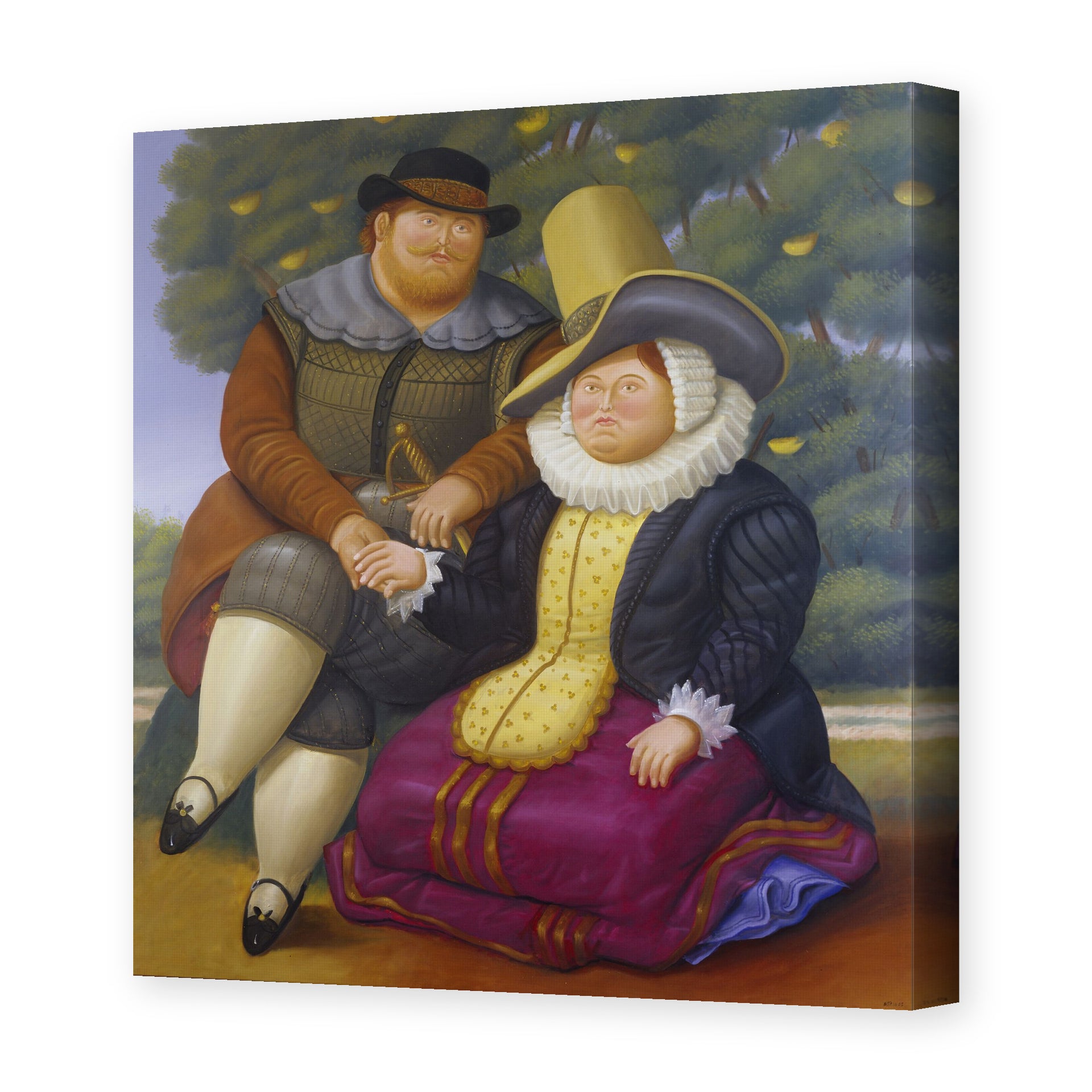Fernando Botero's 'Rubens and His Wife' painting reproduced as a gallery-wrapped canvas print