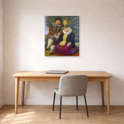Gallery-wrapped canvas print of Fernando Botero's Rubens and His Wife displayed on a wall in a home office