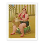 Fernando Botero's 'Seated Woman with Monkey' painting reproduced as a rolled canvas print