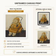 Fernando Botero - Self Portrait at Eighteen Months canvas print size comparison and framing display infographic