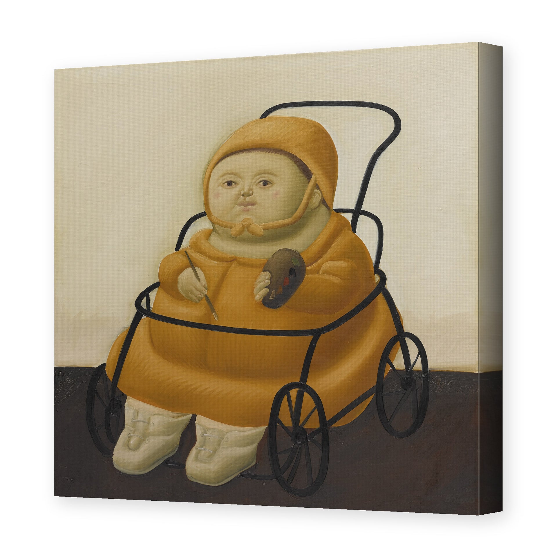 Fernando Botero's 'Self Portrait at Eighteen Months' painting reproduced as a gallery-wrapped canvas print