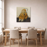 Gallery-wrapped canvas print of Fernando Botero's Self Portrait at Eighteen Months displayed on a wall in a dining room
