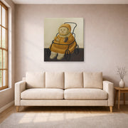 Gallery-wrapped canvas print of Fernando Botero's Self Portrait at Eighteen Months displayed on a wall in a living room