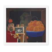Fernando Botero's 'Self-portrait with Still Life' painting reproduced as a rolled canvas print