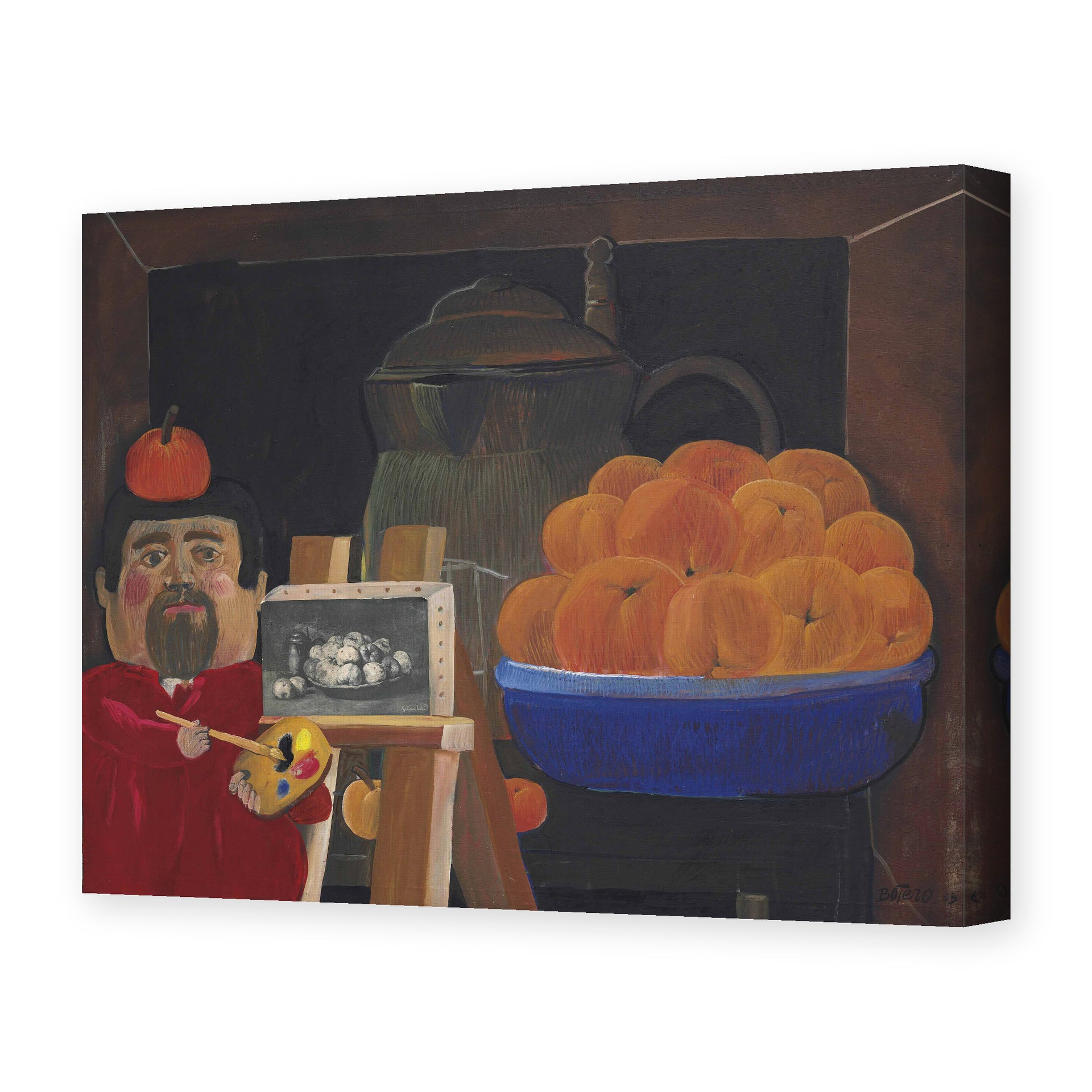 Fernando Botero's 'Self-portrait with Still Life' painting reproduced as a gallery-wrapped canvas print
