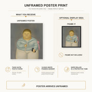 Fernando Botero - Self-portrait the Day of the First Communion poster print size comparison and framing display infographic
