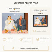 Fernando Botero - Still Life with Couple poster print size comparison and framing display infographic