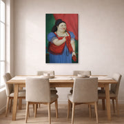 Gallery-wrapped canvas print of Fernando Botero's Teresita displayed on a wall in a dining room