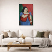 Gallery-wrapped canvas print of Fernando Botero's Teresita displayed on a wall in a living room