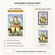 Fernando Botero - The Archangel Gabriel canvas print size comparison and framing display infographic