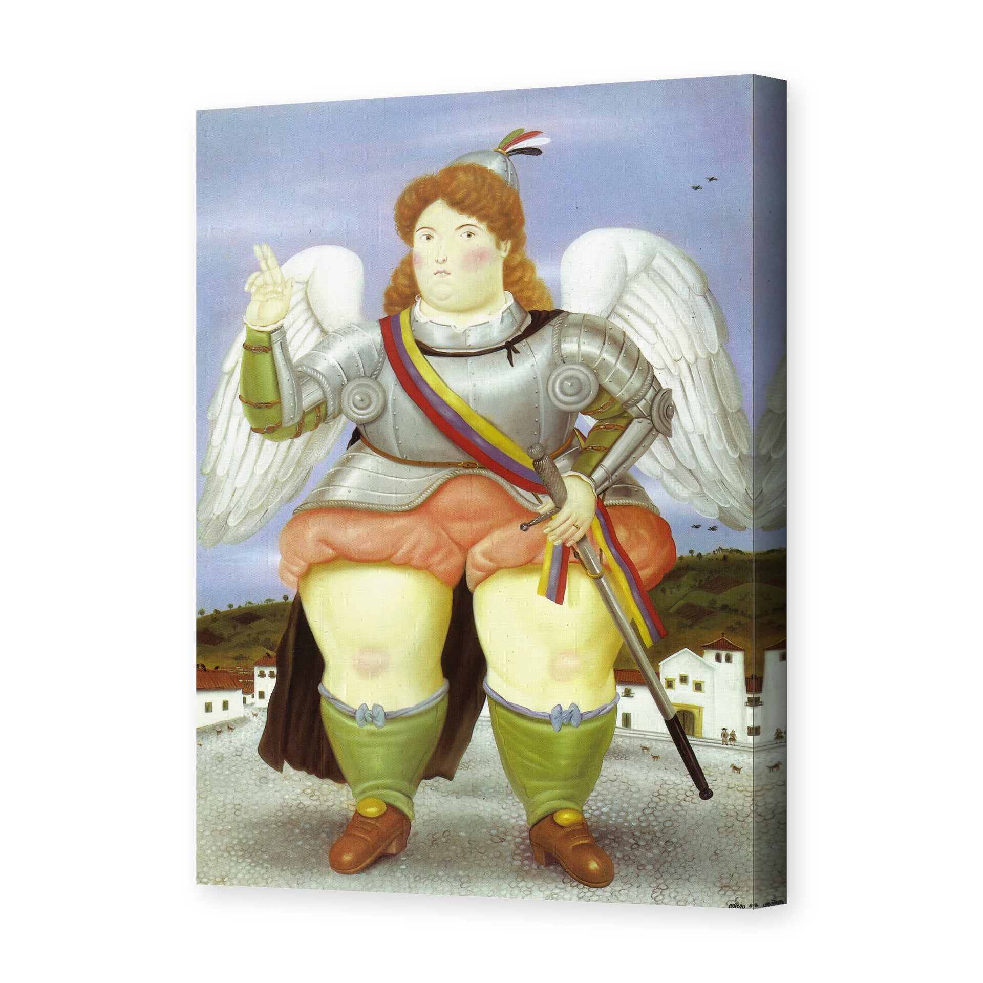 Fernando Botero's 'The Archangel Gabriel' painting reproduced as a gallery-wrapped canvas print