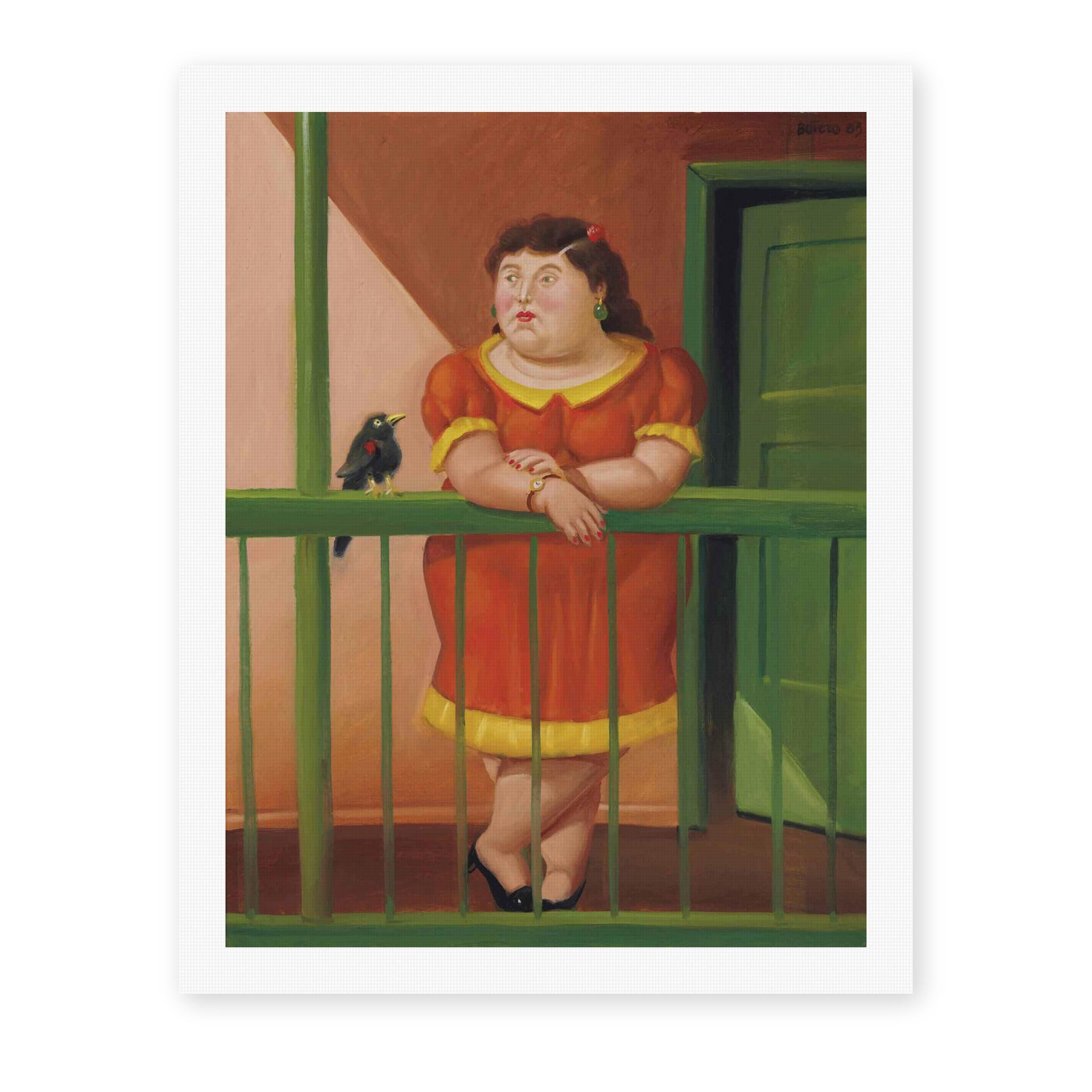 Fernando Botero's 'The Balcony' painting reproduced as a rolled canvas print
