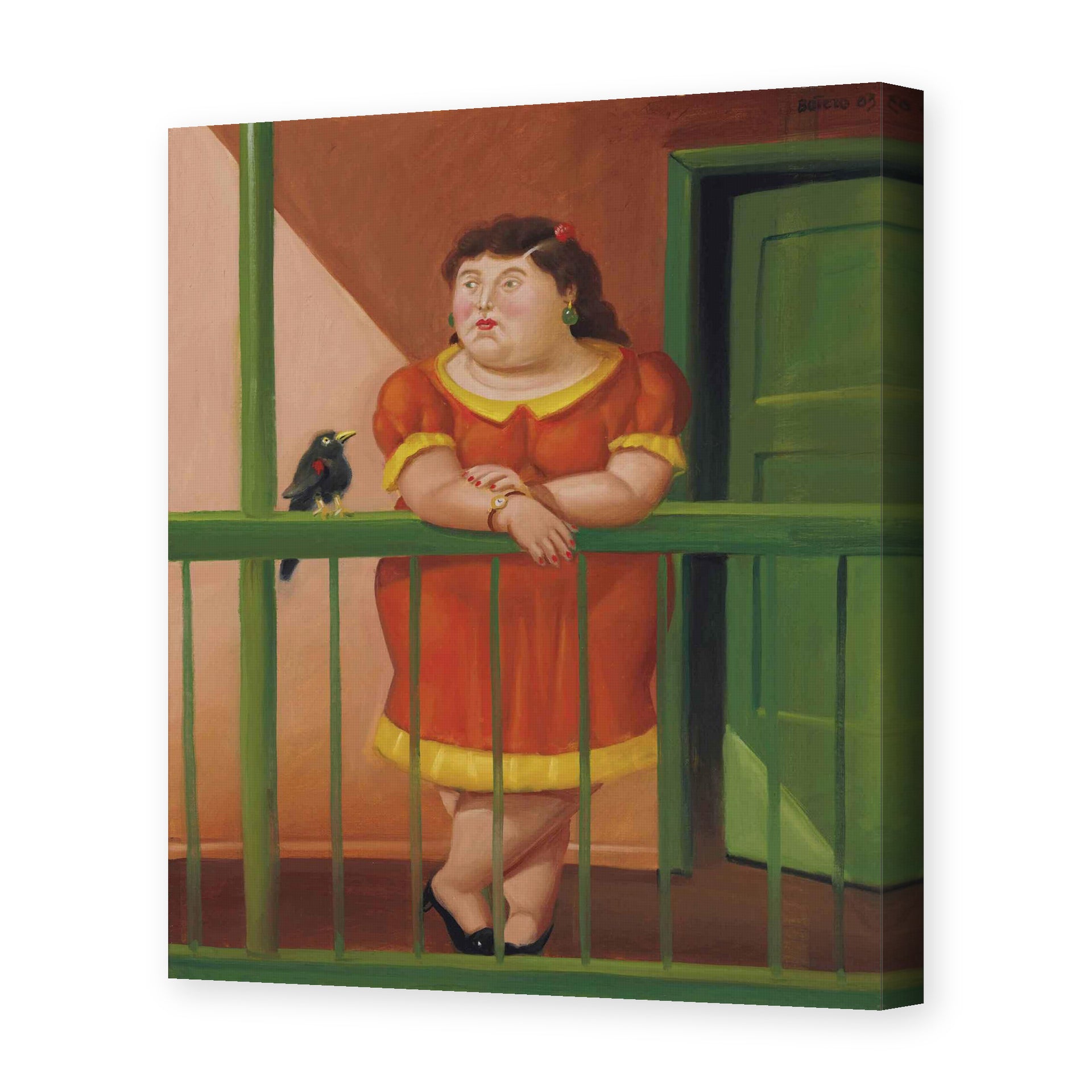 Fernando Botero's 'The Balcony' painting reproduced as a gallery-wrapped canvas print