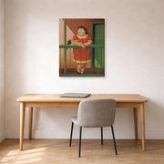 Gallery-wrapped canvas print of Fernando Botero's The Balcony displayed on a wall in a home office