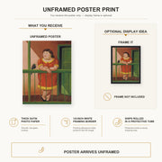Fernando Botero - The Balcony poster print size comparison and framing display infographic