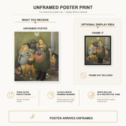 Fernando Botero - The Bashful Family poster print size comparison and framing display infographic