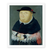 Fernando Botero's 'The Bishop' painting reproduced as a rolled canvas print
