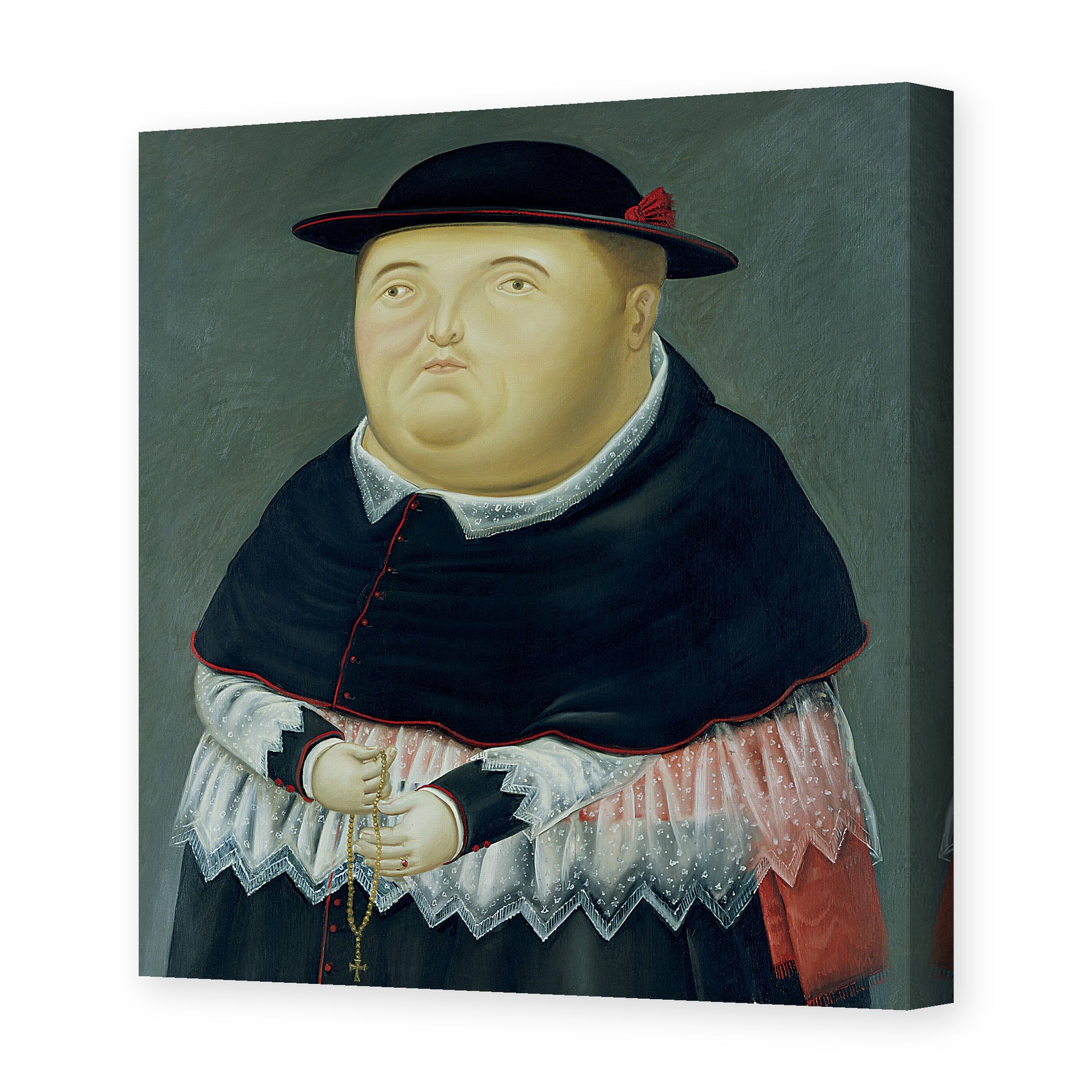 Fernando Botero's 'The Bishop' painting reproduced as a gallery-wrapped canvas print