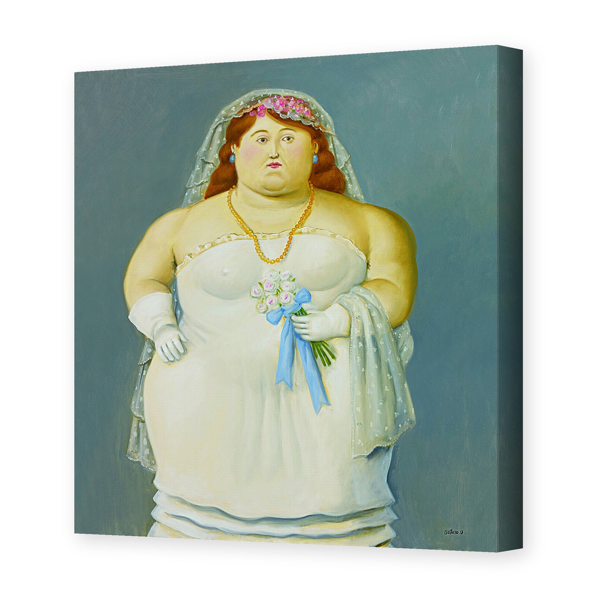 Fernando Botero's 'The Bride' painting reproduced as a gallery-wrapped canvas print