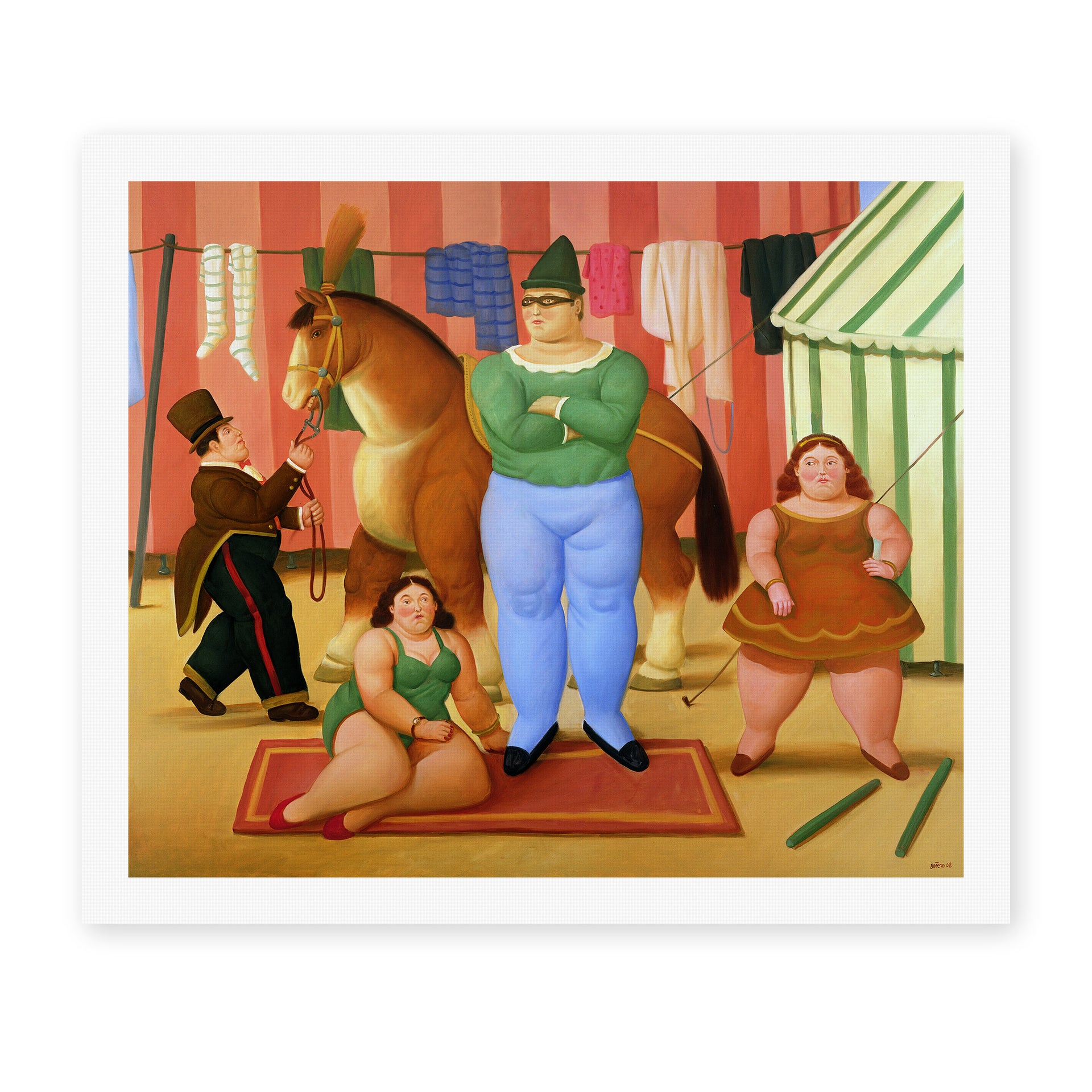 Fernando Botero's 'The Circus' painting reproduced as a rolled canvas print