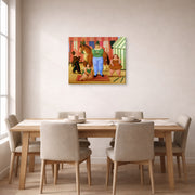 Gallery-wrapped canvas print of Fernando Botero's The Circus displayed on a wall in a dining room