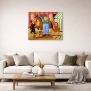 Gallery-wrapped canvas print of Fernando Botero's The Circus displayed on a wall in a living room