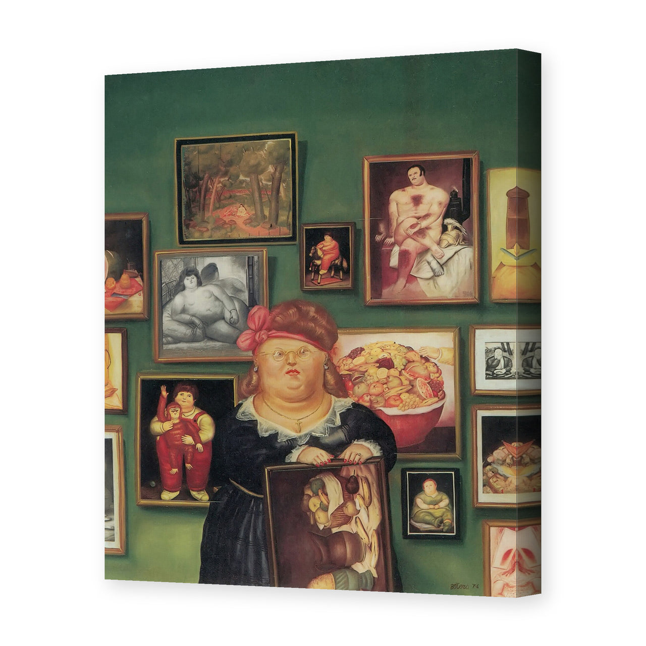 Fernando Botero's 'The Collector' painting reproduced as a gallery-wrapped canvas print