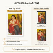 Fernando Botero - The Colombian Based canvas print size comparison and framing display infographic