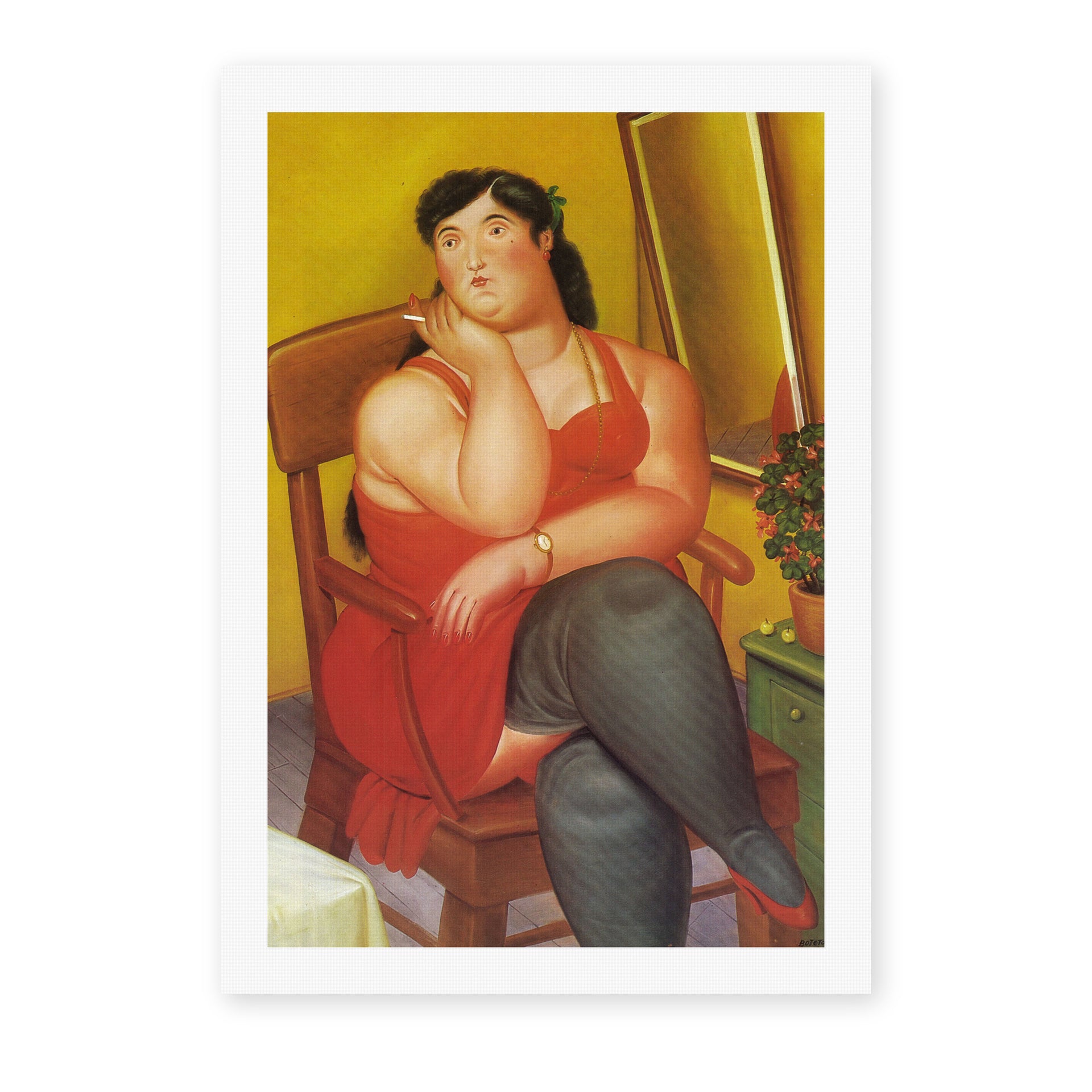 Fernando Botero's 'The Colombian Based' painting reproduced as a rolled canvas print