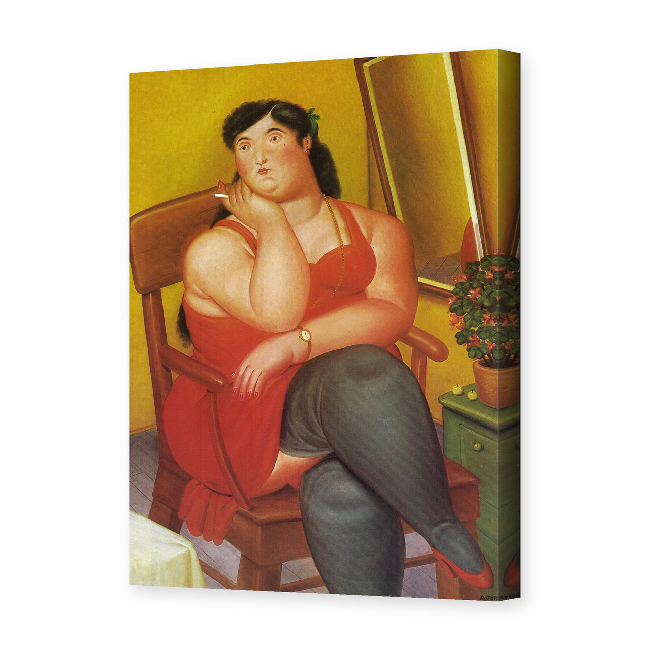 Fernando Botero's 'The Colombian Based' painting reproduced as a gallery-wrapped canvas print