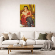 Gallery-wrapped canvas print of Fernando Botero's The Colombian Based displayed on a wall in a living room