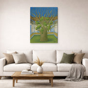 Gallery-wrapped canvas print of Fernando Botero's The Dead Tree displayed on a wall in a living room
