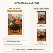 Fernando Botero - The Death of Luis Chalet canvas print size comparison and framing display infographic