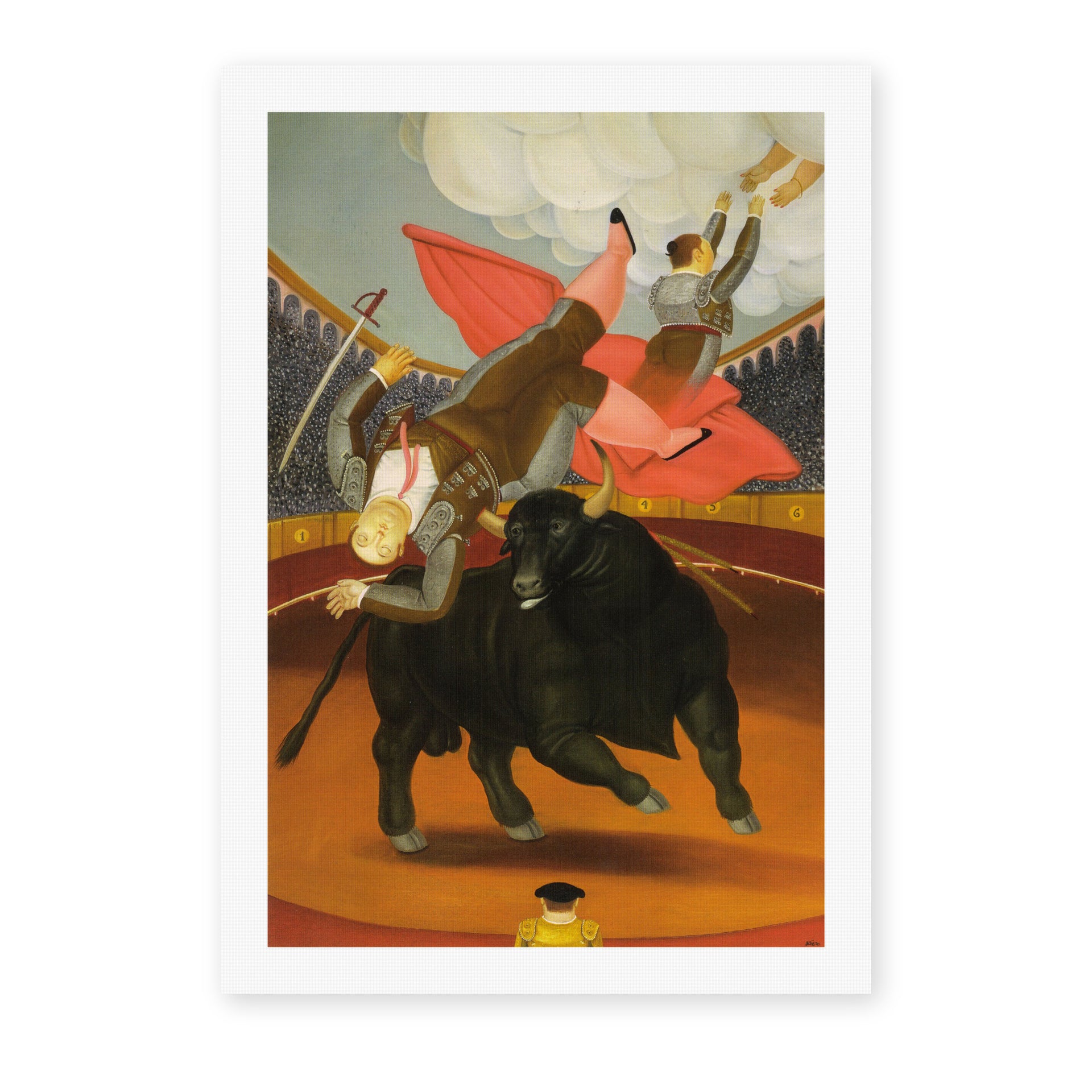 Fernando Botero's 'The Death of Luis Chalet' painting reproduced as a rolled canvas print