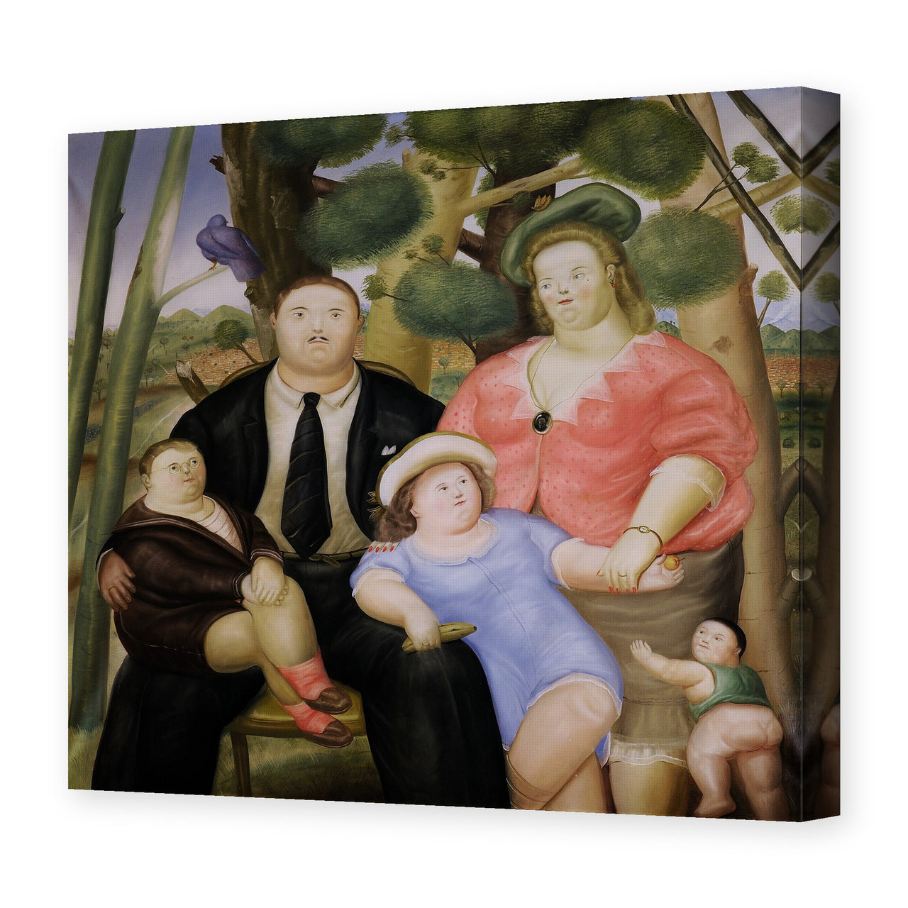 Fernando Botero's 'The Family' painting reproduced as a gallery-wrapped canvas print