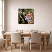Gallery-wrapped canvas print of Fernando Botero's The Family displayed on a wall in a dining room
