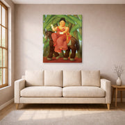Gallery-wrapped canvas print of Fernando Botero's The First displayed on a wall in a living room
