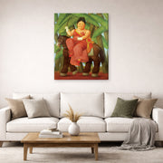 Gallery-wrapped canvas print of Fernando Botero's The First displayed on a wall in a living room
