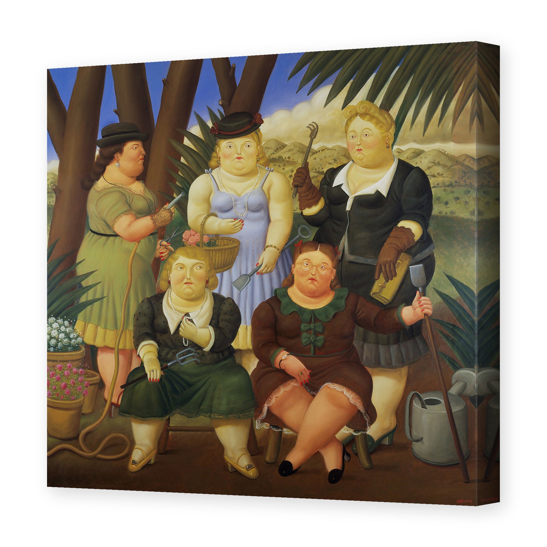 Fernando Botero's 'The Garden Club' painting reproduced as a gallery-wrapped canvas print