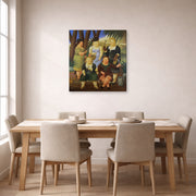 Gallery-wrapped canvas print of Fernando Botero's The Garden Club displayed on a wall in a dining room