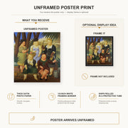 Fernando Botero - The Garden Club poster print size comparison and framing display infographic