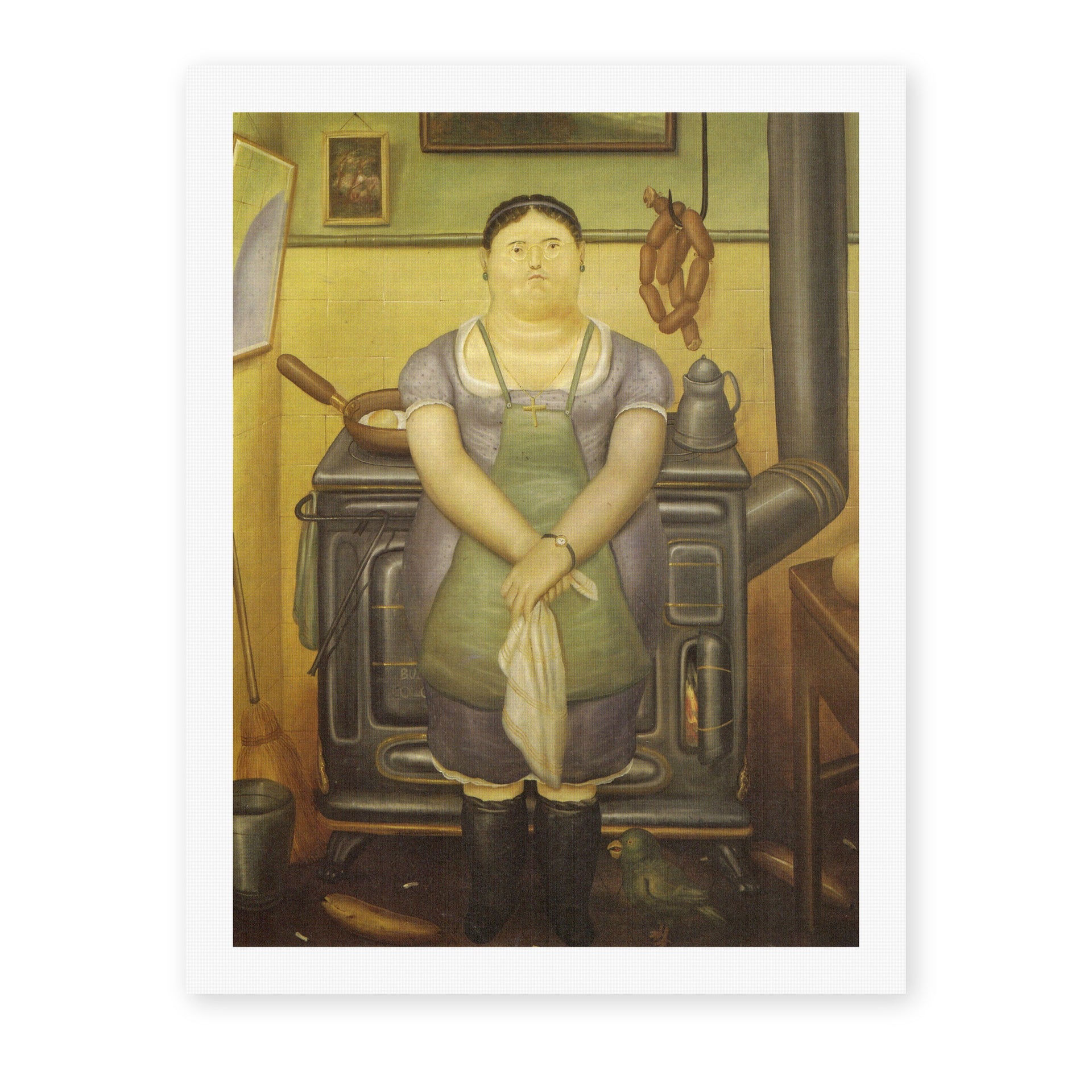 Fernando Botero's 'The Maid' painting reproduced as a rolled canvas print