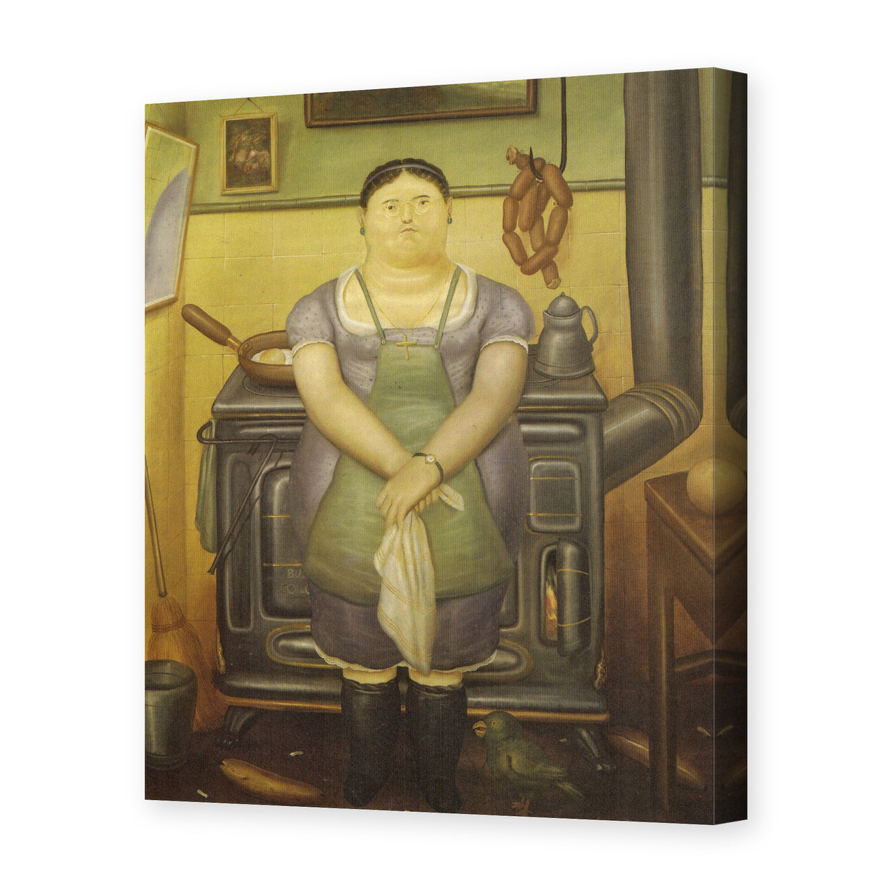 Fernando Botero's 'The Maid' painting reproduced as a gallery-wrapped canvas print