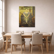 Gallery-wrapped canvas print of Fernando Botero's The Maid displayed on a wall in a dining room