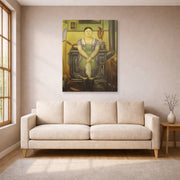 Gallery-wrapped canvas print of Fernando Botero's The Maid displayed on a wall in a living room