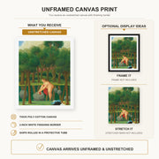 Fernando Botero - The River canvas print size comparison and framing display infographic