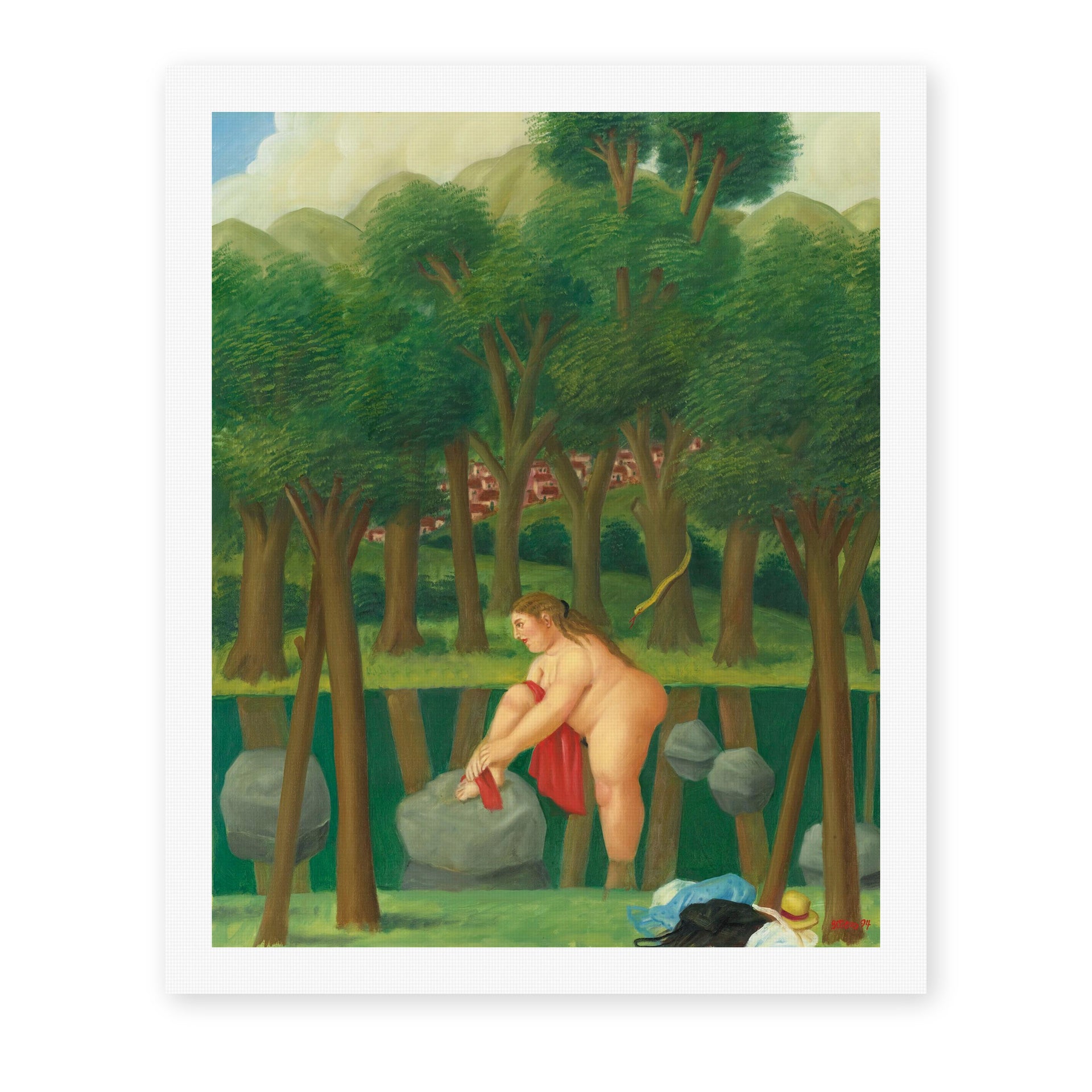 Fernando Botero's 'The River' painting reproduced as a rolled canvas print
