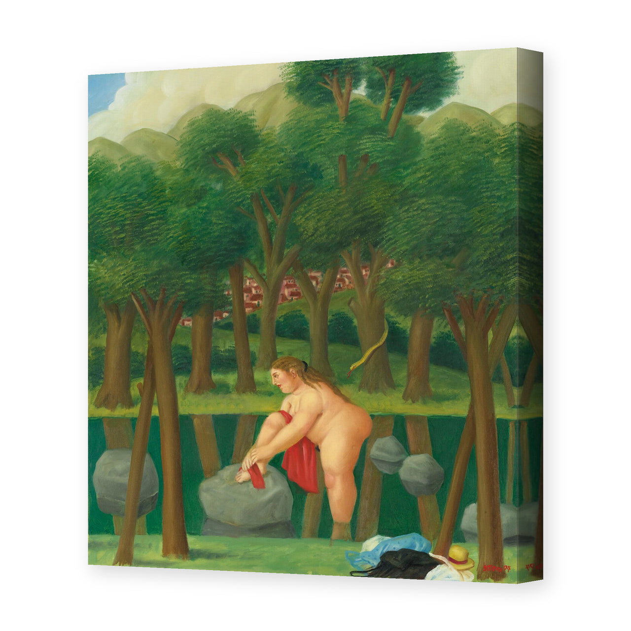 Fernando Botero's 'The River' painting reproduced as a gallery-wrapped canvas print