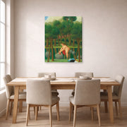 Gallery-wrapped canvas print of Fernando Botero's The River displayed on a wall in a dining room