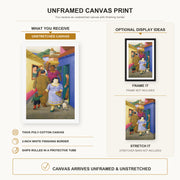 Fernando Botero - The Street canvas print size comparison and framing display infographic